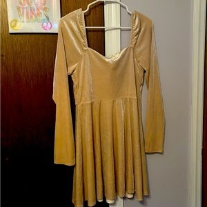 Forever, 21 cream color velvet, long sleeve dress